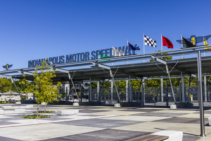 Indianapolis Motor Speedway Gate 1 Entrance. IMS Hosts the Indy 500 and Brickyard 400 Auto Races VI
